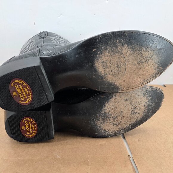 EL DORADO ED 2203 MEN'S HANDMADE BLACK OSTRICH LEG WESTERN BOOTS MEDIUM TOE 13 D - Picture 10 of 13